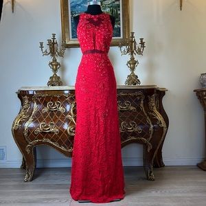 Meier Collection formal embroidery Illusion bodice evening prom dress